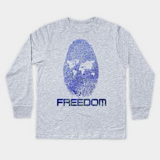 Thumbprint World of Freedom Kids Long Sleeve T-Shirt